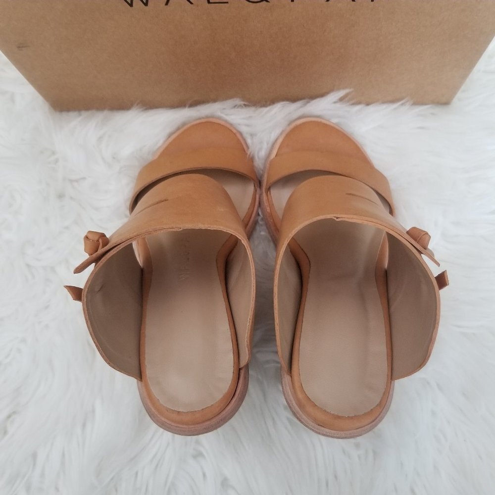 NEW Wal & Pai Cole Wedge Nude Calf Leather Chunky Stacked Heel Minimalist 37 - Picture 7 of 11